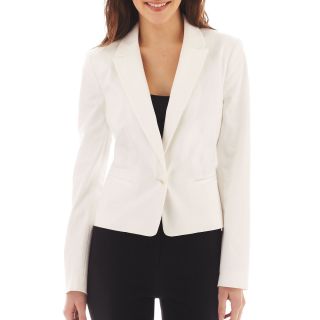 Worthington 1 Button Sateen Jacket   Tall, White, Womens