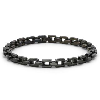 Mens 9 Link Bracelet Stainless Steel, Black