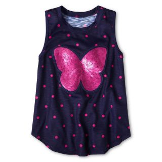 ARIZONA Critter Sequin Tank Top   Girls 6 16 and Plus, American Navy Bfly, Girls
