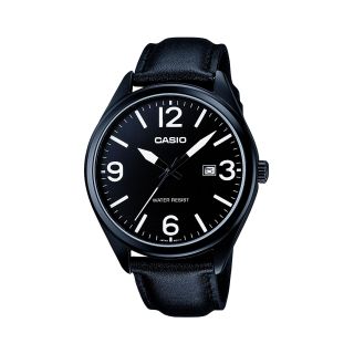 Casio Mens Black Leather Strap Watch