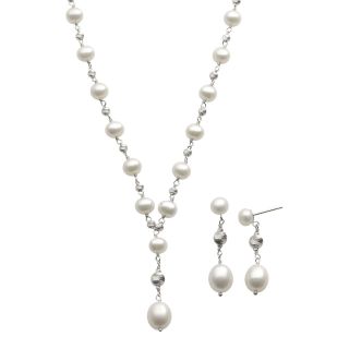 Cultured Freshwater Pearl Y Necklace & Earring Set, Womens