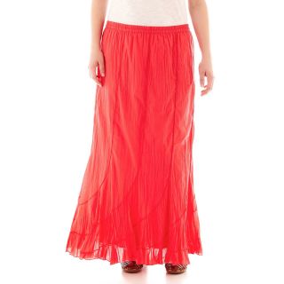 St. Johns Bay St. John s Bay Crinkle Long Peasant Skirt   Plus, Teaberry