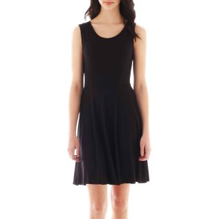 A.N.A Sleeveless Striped Fit and Flare Dress, Black