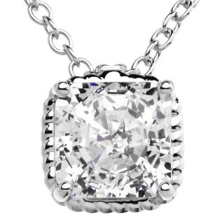 100 Facets by DiamonArt Framed Square Cubic Zirconia Pendant, Womens