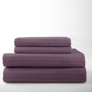 ROYAL VELVET 400tc Pinstripe Egyptian Cotton Sateen Sheet Set, Plum Splendor