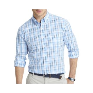 Izod Long Sleeve Lightweight Plaid Shirt, Blue, Mens