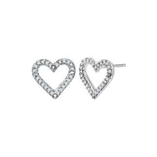 1/10 CT. T.W. Diamond Mini Heart Earrings, Womens