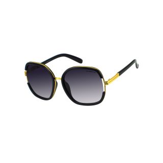 LIZ CLAIBORNE Flare Square Frame Sunglasses, Black, Womens