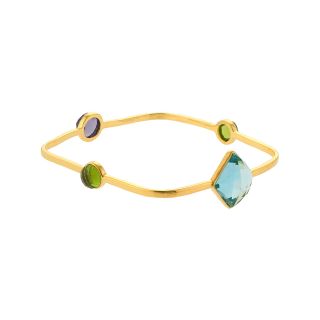 ATHRA 14K Gold Plated Multicolor Resin Square Bangle, Womens