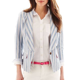 Linen Jacket   Tall, Blue/White, Womens