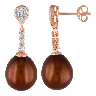 Chocolate Cultured Freshwater Pearl Drop Earrings, Womens