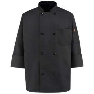 Chef Designs Eight Pearl Chef Coat, Black