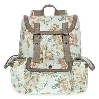 OLSENBOYE Floral Backpack with Braided Trim, Mint (Green), Womens