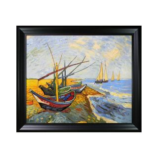 Fishing Boats on the Beach at Saintes Maries Framed Canvas Wall Art