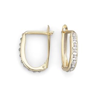 Diamond Fascination 14.4mm Oval Hoop Earrings, Womens