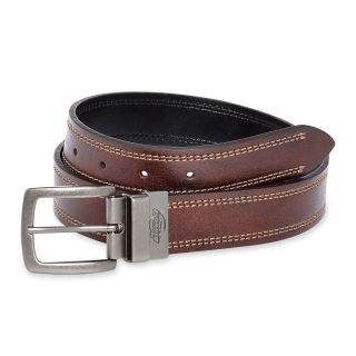 Dickies Reversible Leather Contrast Stitch Belt, Black/Brown, Mens