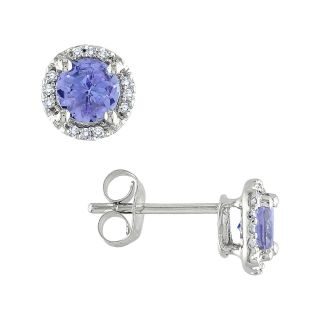 Tanzanite & Diamond Accent Earrings 10K White Gold, Womens