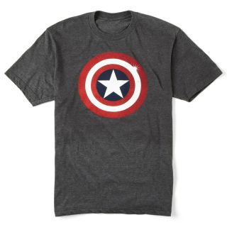 Captain America Shield T Shirt, Charcoal Heather, Mens