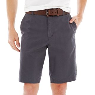 CLAIBORNE Flat Front Canvas Shorts, Forged Iron, Mens