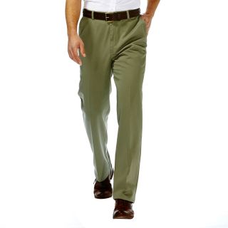 Haggar Work to Weekend No Iron Flat Front Pants, Olive, Mens