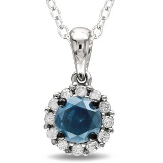 ONLINE ONLY   Blue Diamond, Pendant 1/2 CT. T.W. Sterling Silver, White, Womens