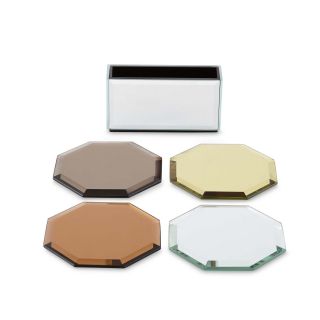 HAPPY CHIC BY JONATHAN ADLER Set of 4 Mirrored Glass Coasters