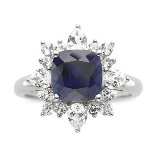 Sterling Silver Blue & White Sapphire Ring, Womens