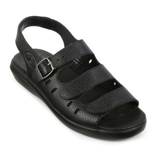 Propet Breeze Walker Leather Sandals, Black, Womens