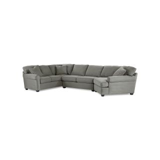 Possibilities Roll Arm Loveseat Sectional in Geo Fabric, Raven