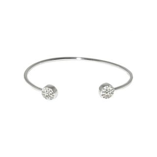 Bridge Jewelry Sterling Silver Plated Crystal Disc Bangle Bracelet