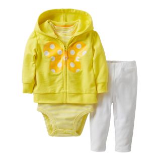 Carters Carter s 3 pc. Butterfly Hoodie Set   Girls newborn 24m, Yellow,
