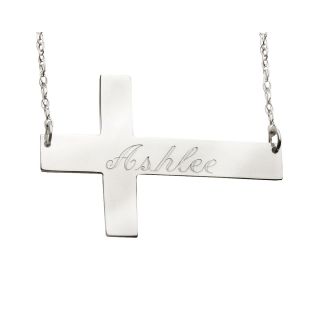 Sterling Silver Cross Monogram Necklace, Womens