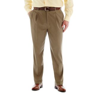 Stafford Year Round Pleated Pants Big and Tall, British Khaki, Mens