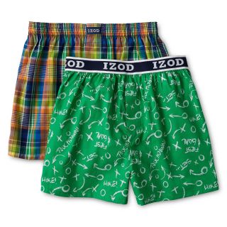 Izod 2 pk. Woven Boxers   Boys 8 20, Emerald/ca, Boys