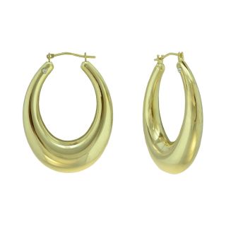 14K Yellow Gold Graduated Oval Hoop Earrings, Womens