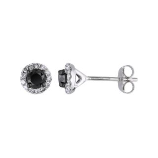 5/8 CT. T.W. Color Treated Black & Genuine Diamond Accent Earrings, White,