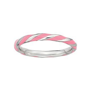 ONLINE ONLY   Sterling Silver Pink Enamel Twist Ring, White/Pink, Womens