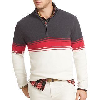IZOD Ski Club Quarter Zip Sweater, Red, Mens