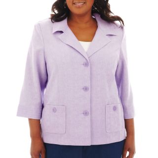 Alfred Dunner Provence 3/4 Sleeve Solid Jacket   Plus, Lilac, Womens