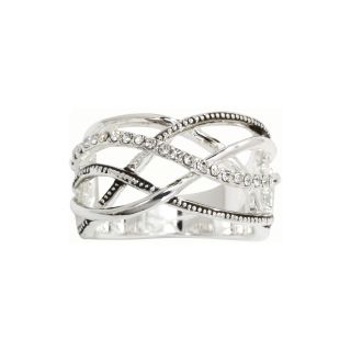 Bridge Jewelry Clear Crystal Crisscross Ring