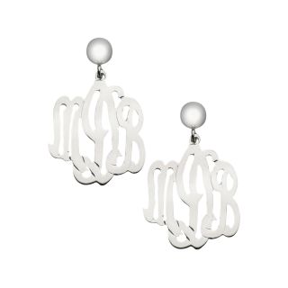 Sterling Silver Monogram Drop Earrings, Womens