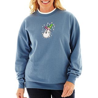 Fleece Graphic Sweatshirt, Blue, Womens