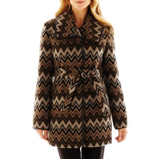 KC COLLECTIONS KC Collection Chevron Print Coat, Womens