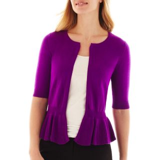 Worthington Sleeveless Peplum Cardigan Sweater, Purple, Womens