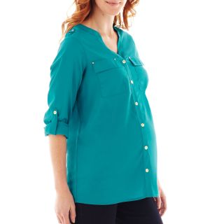 Maternity Button Front Shirt, Turq