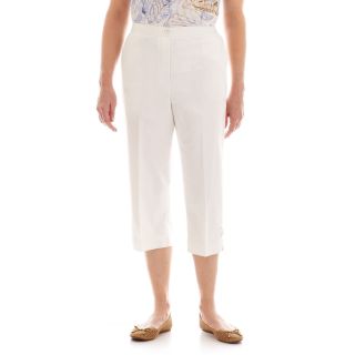 Alfred Dunner Santa Monica Rope Cuff Pull On Capris, White, Womens
