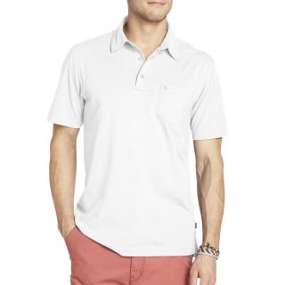 Izod Solid Jersey Polo, White, Mens