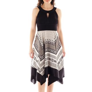 Melrose Sleeveless Scarf Print Dress, Black