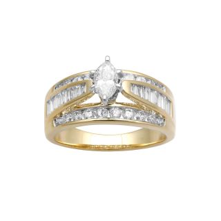 1 CT. T.W. Marquise Diamond 14K Gold Engagement Ring, Yellow, Womens
