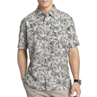 Van Heusen Short Sleeve Tropical Shirt, Black, Mens